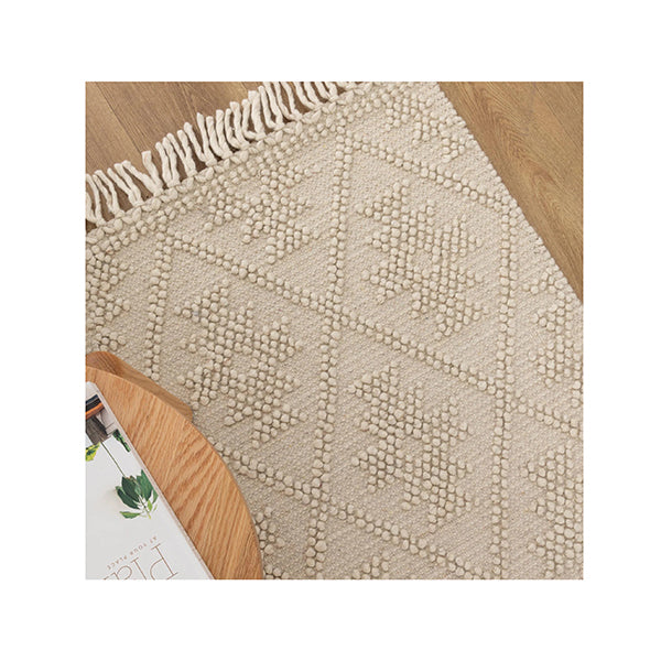 Demitri Geometric Beige Wool Rug