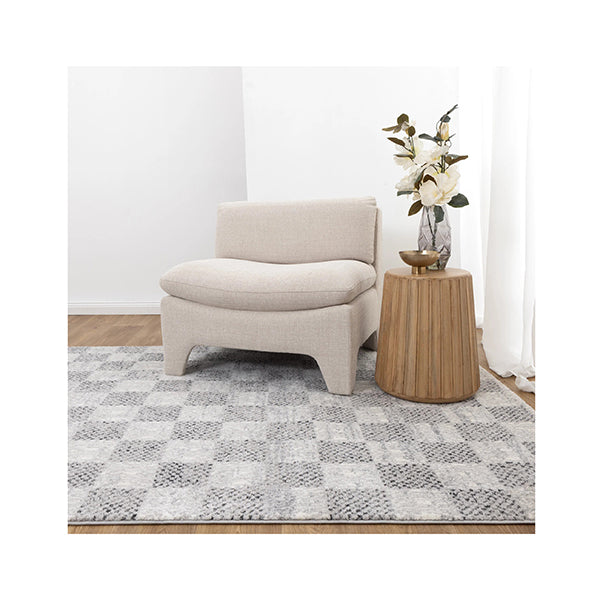 Doreen Grey Checkered Rectangle Rug