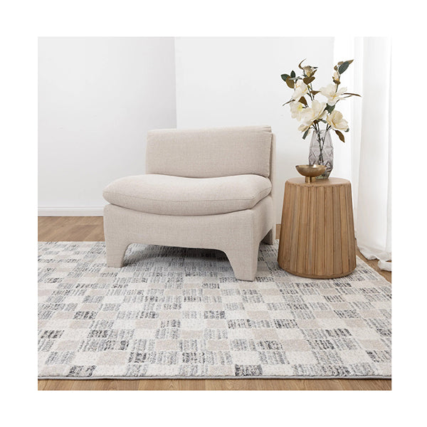 Doreen Grey Beige Checkered Rectangle Rug