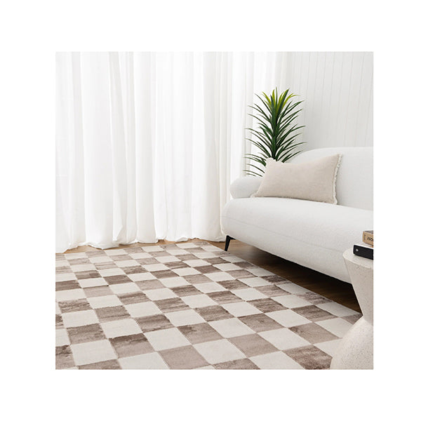 Jasmin Checkers Cream Brown Rug