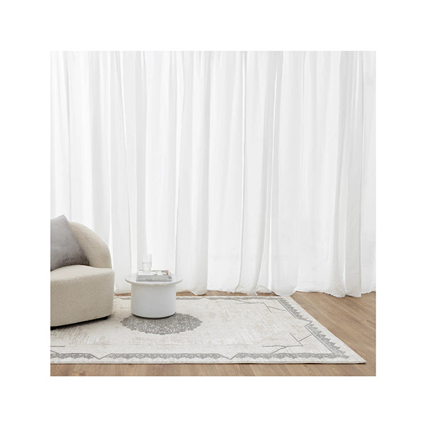 Amalia Oriental Border Medallion Cream Grey Rug