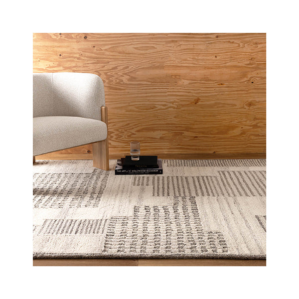 Caspian Prism Grey Cream Wool Rug