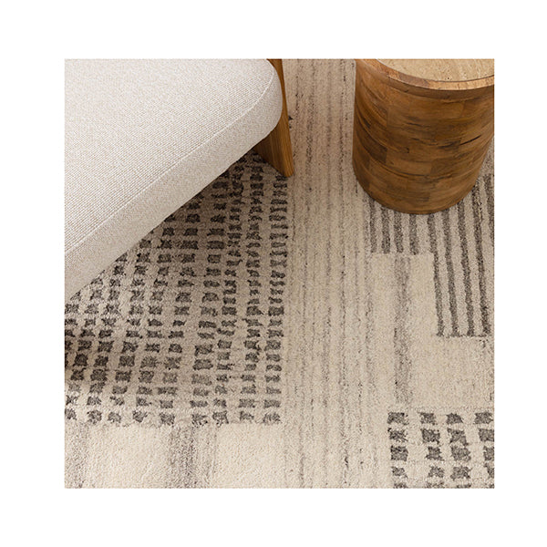Caspian Prism Grey Cream Wool Rug