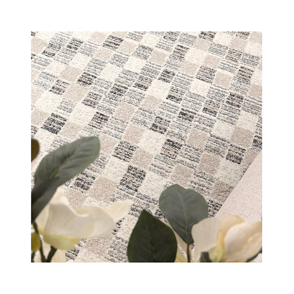 Doreen Grey Beige Checkered Rectangle Rug