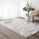 Tanya Abstract Silver Shag Rug