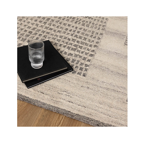 Caspian Prism Grey Cream Wool Rug