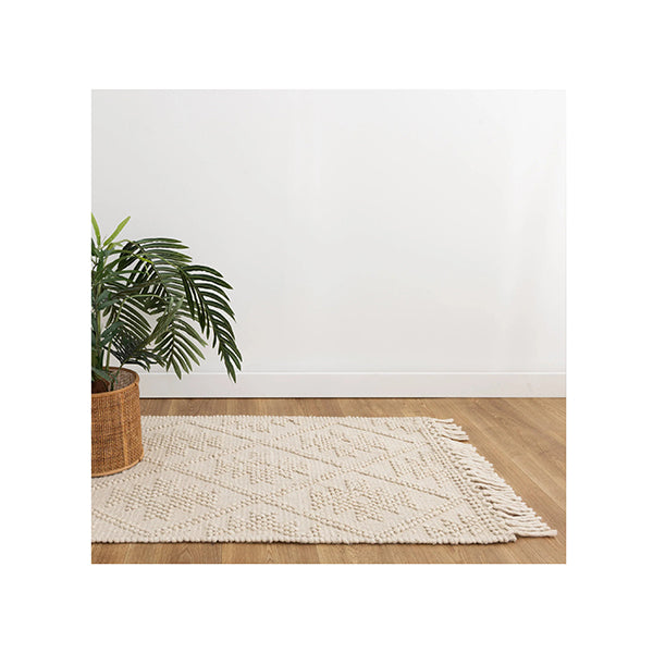 Demitri Geometric Beige Wool Rug