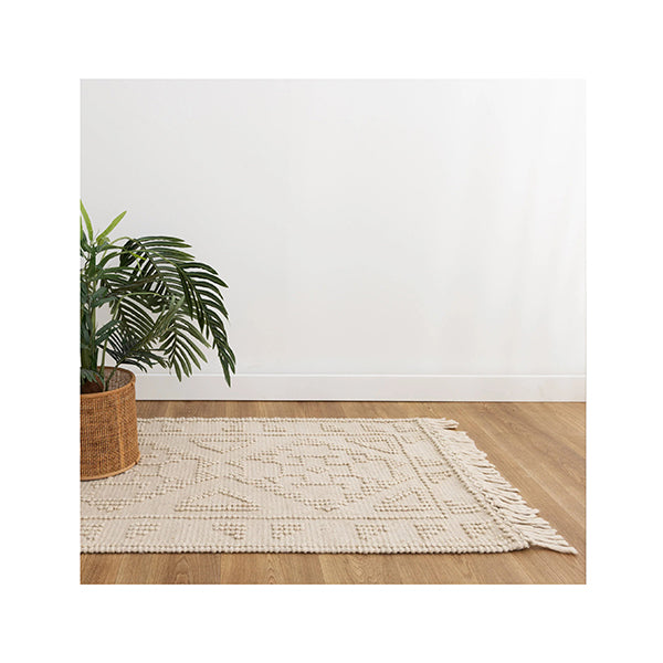 Demitri Ornamental Beige Wool Rug