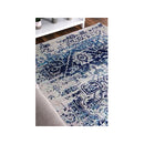 Angelica Distressed Navy White Traditional Non Slip Rug