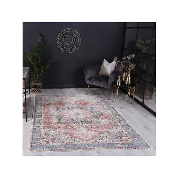 Desiree Vintage Cezanne Terracotta Blue Vital Washable Rug