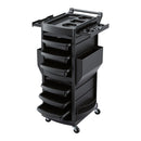 Salon Trolley 2 Lockable Doors 6 Tier Trays Mobile Hair Cart Black