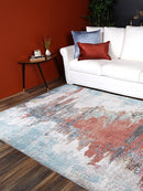 Moonlit Hearth Blue Abstract Rug
