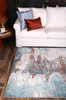 Moonlit Hearth Blue Abstract Rug