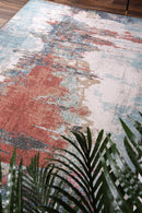 Moonlit Hearth Blue Abstract Rug