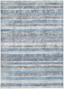 Lunar Hearth Blue Grey Tribal Rug