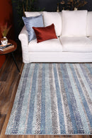 Lunar Hearth Blue Grey Tribal Rug