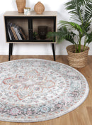 Ember Hearth Ivory Multi Round Rug