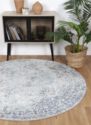 Wisteria Hearth Ivory Blue Round Rug