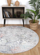 Linden Hearth Grey Multi Round Rug