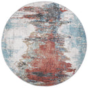 Olive Hearth Blue Abstract Round Rug