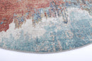 Olive Hearth Blue Abstract Round Rug