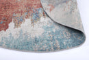 Olive Hearth Blue Abstract Round Rug