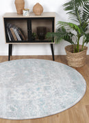 Ivory Hearth Ivory Blue Round Rug