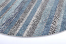 Maple Hearth Blue Grey Tribal Round Rug