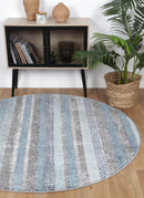 Maple Hearth Blue Grey Tribal Round Rug