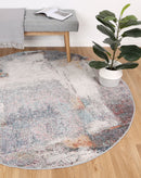 Dawn Hill Grey Abstract Round Rug