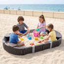 Kids Sandpit Toys Outdoor Sandbox Oval Sand Pit 4 Seats Grey Cover