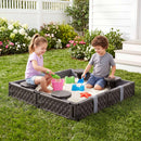 Kids Sandpit Sandbox With Cover 4 Seats Outdoor Sand Box Brown
