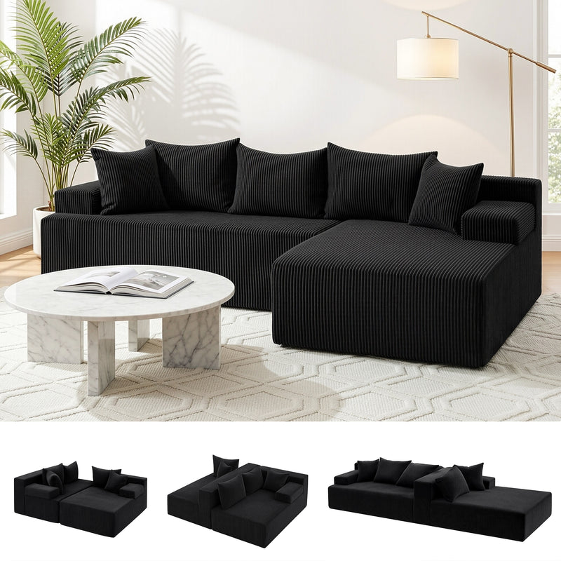 Modular Sectional Sofa Bed Convertible L-Shaped Couch with Deep Seat f ...