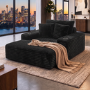 Sofa Bed Lounge Chair Sleeper Couch Chaise Single Seater Faux Fur Black