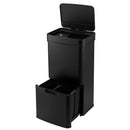 72L Sensor Bin Rubbish Bins 4-in-1 Compartment Stainless Steel Trash Can Black