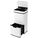 72L Sensor Bin Rubbish Bins 4-in-1 Compartment Stainless Steel Trash Can White