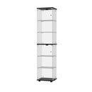 Glass Display Cabinet 6-Tier LED Light Bookcase Clear Black