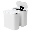 Automatic Trash Bin 2PCS with Lid 11L Motion Sensor Kitchen Bin Touchless Garbage Can Modern White Plastic Slim Rubbish Bin with Liner Holder for Kitchen, Home, Office