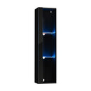 Wall Mounted Display Cabinet LED High Gloss Cupboard Black