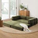 Convertible Folding Sofa Bed Pull Out Mattress Sleeper Couch Corduroy Green
