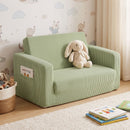 2-in-1 Sofa Foam Couch with Side Pocket Light Green