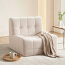Single Small Boneless Couches for Living Room White Fabric