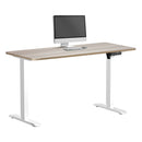 Electric Standing Desk Single Motor White & Grey-Oak 140cm