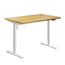 Oikiture Electric Standing Desk Single Motor White and Oak 120cm
