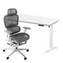 Office Desk and Mesh Ergonomic Chair Set Grey & White