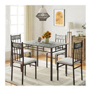5 Piece Dining Table Set With 4 High Back Chairs 1 Rectangular Table