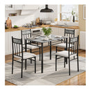 5 Piece Dining Table Set With 4 High Back Chairs 1 Rectangular Table