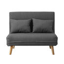 Lounge Sofa Bed Linen Fabric Double Seat Grey