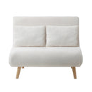 Lounge Sofa Bed Sherpa Fabric Double Seat White