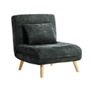 Sofa Bed Chair Chenille Recliner Wooden Leg Single Charcoal